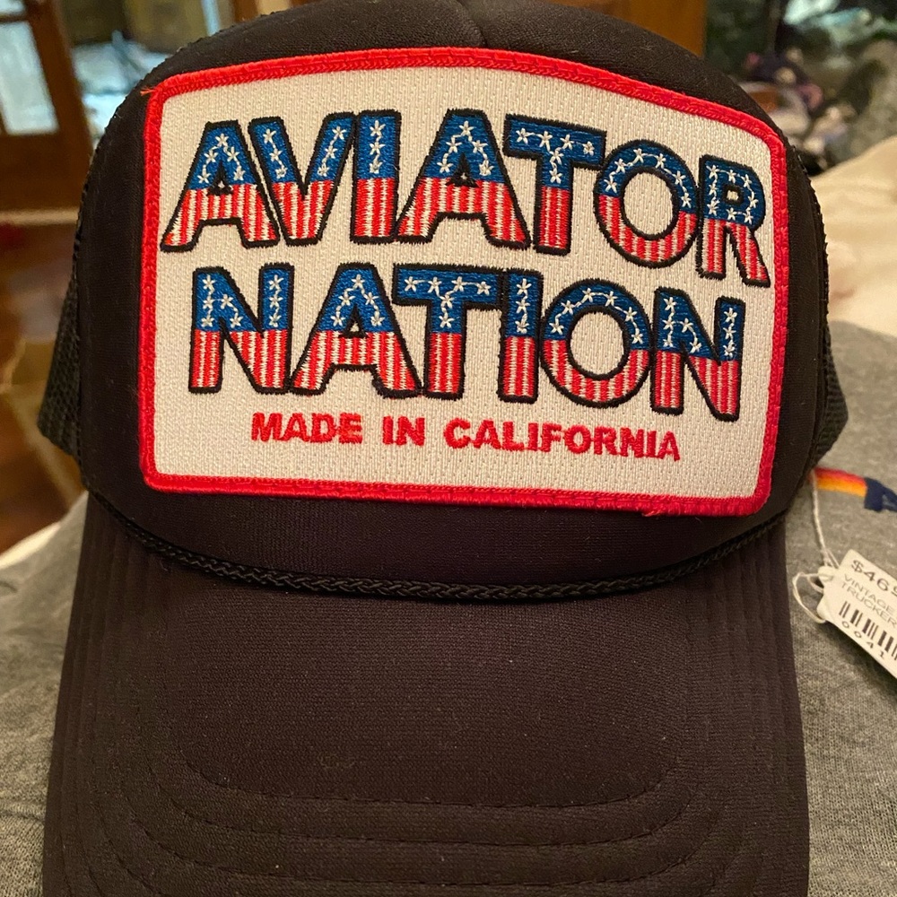 NWT AVIATOR NATION TRUCKER HAT. sold out htf. One size. Black w/adjustable back